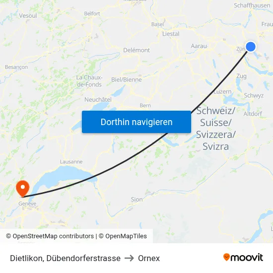 Dietlikon, Dübendorferstrasse to Ornex map