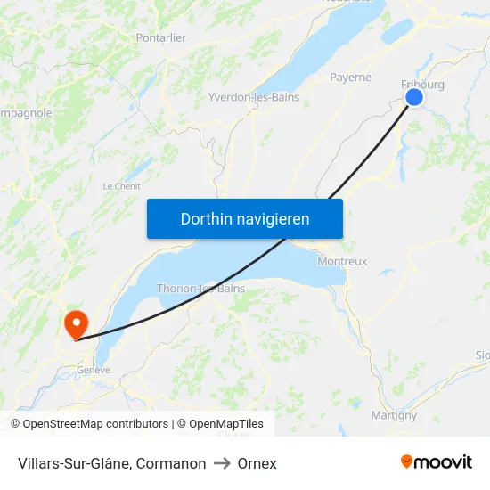 Villars-Sur-Glâne, Cormanon to Ornex map