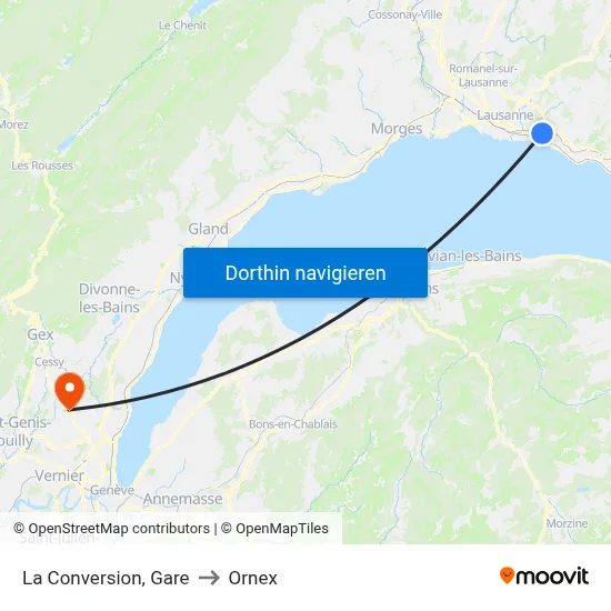 La Conversion, Gare to Ornex map