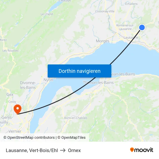 Lausanne, Vert-Bois/Ehl to Ornex map