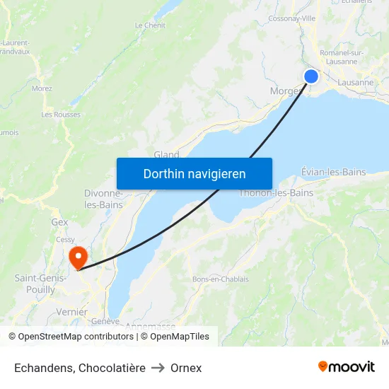 Echandens, Chocolatière to Ornex map