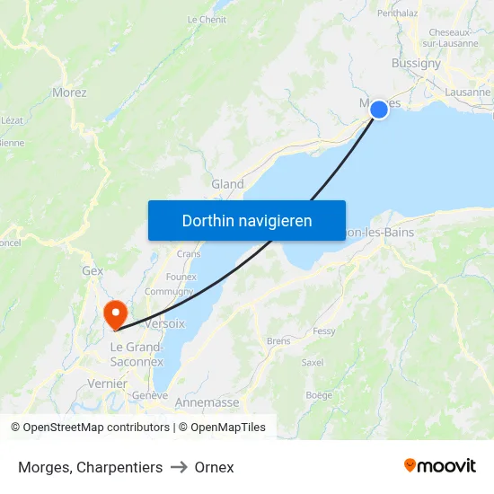 Morges, Charpentiers to Ornex map