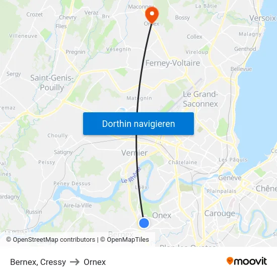 Bernex, Cressy to Ornex map
