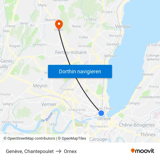 Genève, Chantepoulet to Ornex map