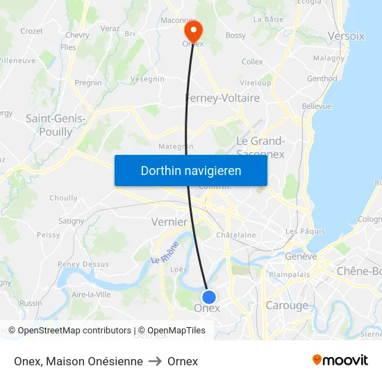 Onex, Maison Onésienne to Ornex map