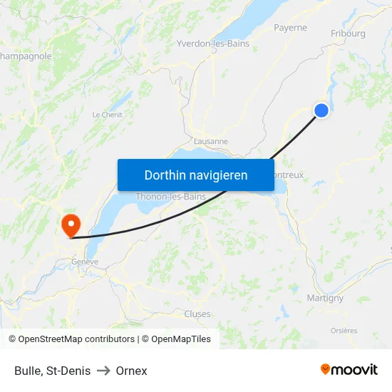 Bulle, St-Denis to Ornex map