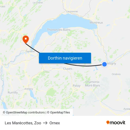 Les Marécottes, Zoo to Ornex map