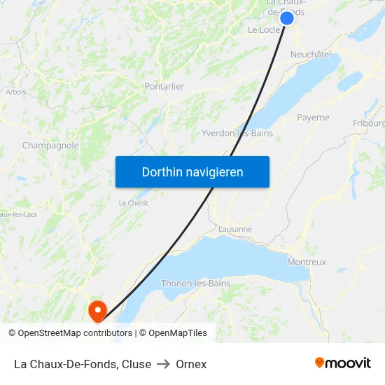 La Chaux-De-Fonds, Cluse to Ornex map