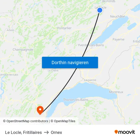 Le Locle, Fritillaires to Ornex map