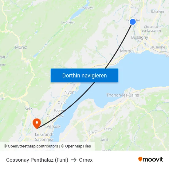 Cossonay-Penthalaz (Funi) to Ornex map