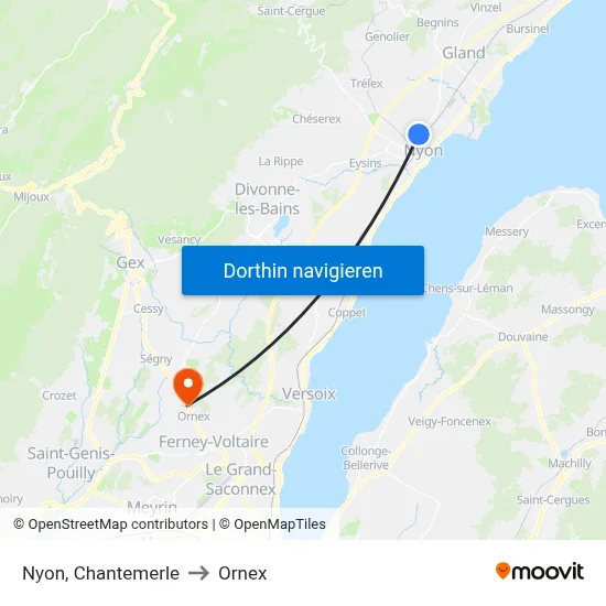Nyon, Chantemerle to Ornex map