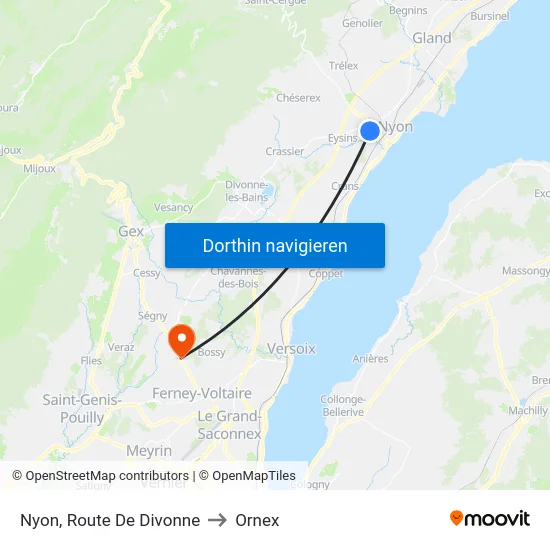 Nyon, Route De Divonne to Ornex map