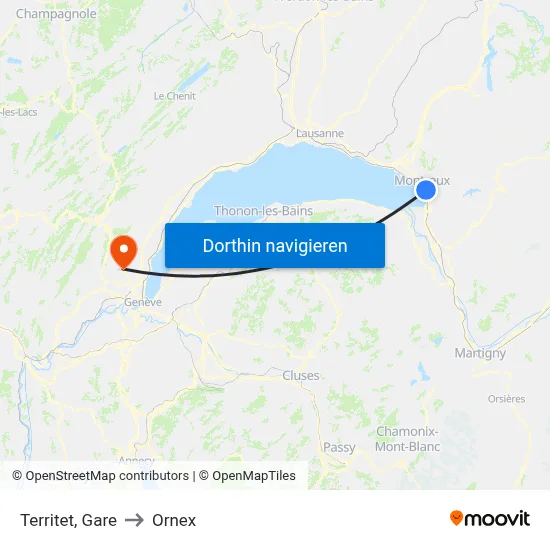 Territet, Gare to Ornex map