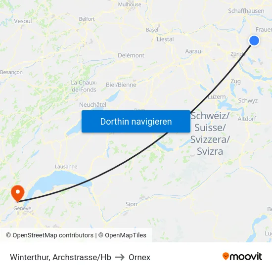 Winterthur, Archstrasse/Hb to Ornex map