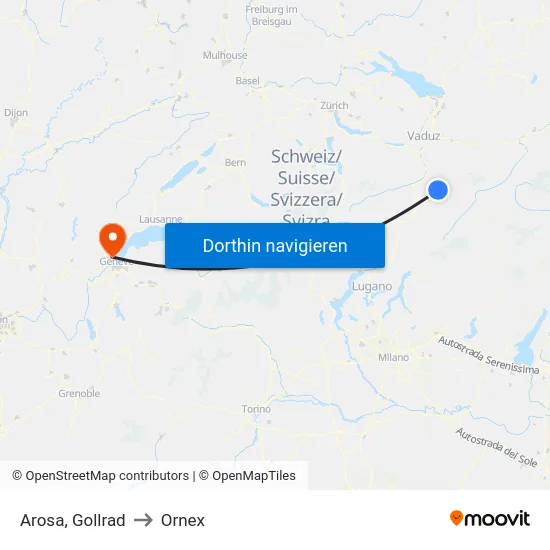 Arosa, Gollrad to Ornex map