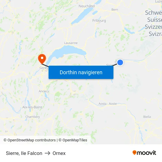 Sierre, Ile Falcon to Ornex map