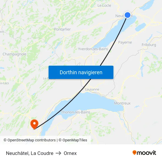 Neuchâtel, La Coudre to Ornex map