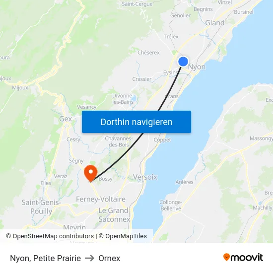 Nyon, Petite Prairie to Ornex map