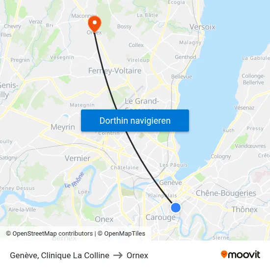 Genève, Clinique La Colline to Ornex map