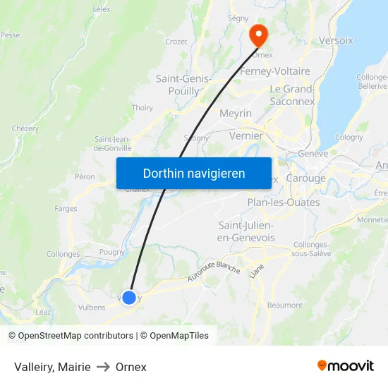 Valleiry, Mairie to Ornex map