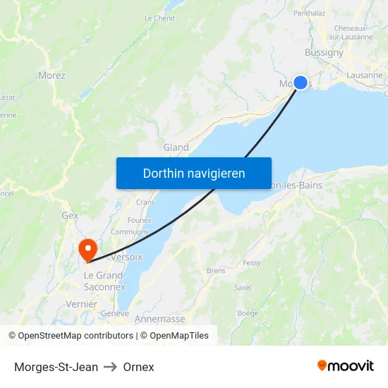 Morges-St-Jean to Ornex map