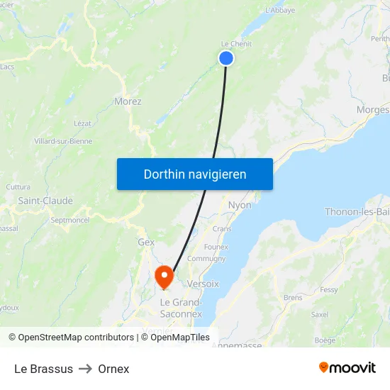 Le Brassus to Ornex map