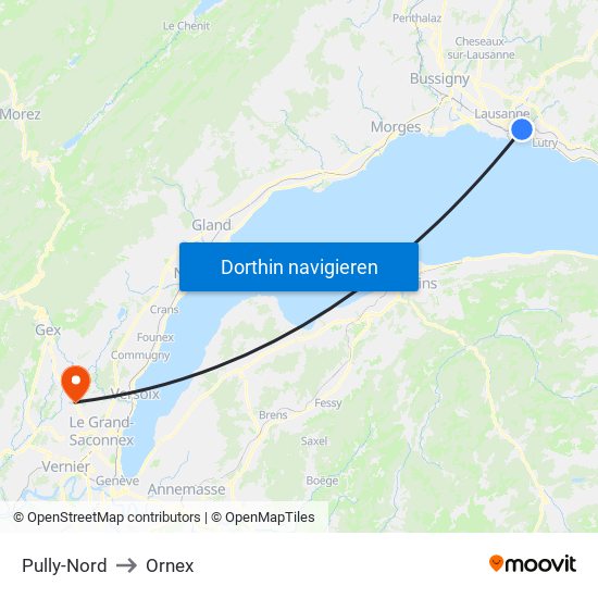 Pully-Nord to Ornex map