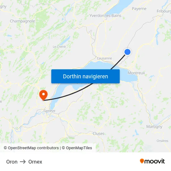Oron to Ornex map