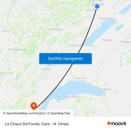 La Chaux-De-Fonds, Gare to Ornex map