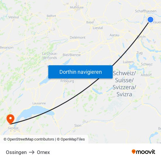 Ossingen to Ornex map