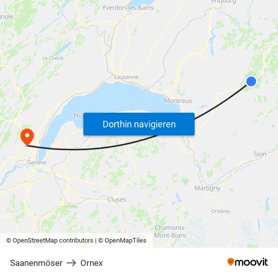 Saanenmöser to Ornex map