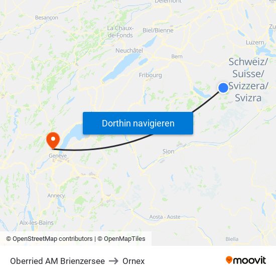 Oberried AM Brienzersee to Ornex map