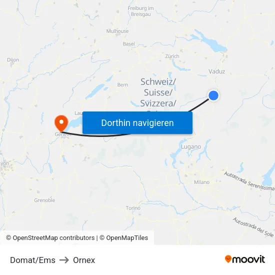 Domat/Ems to Ornex map