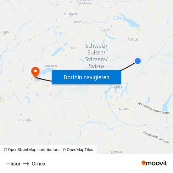 Filisur to Ornex map