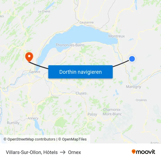 Villars-Sur-Ollon, Tennis to Ornex map