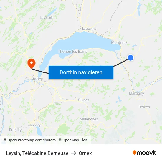 Leysin, Télécabine Berneuse to Ornex map