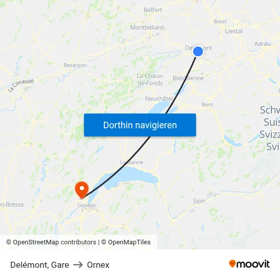 Delémont, Gare to Ornex map