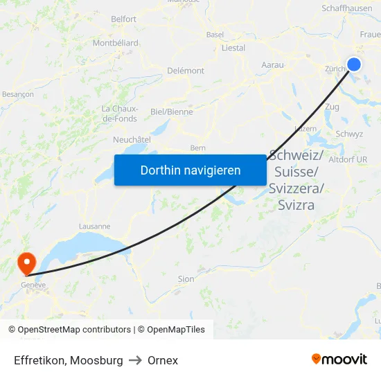 Effretikon, Moosburg to Ornex map