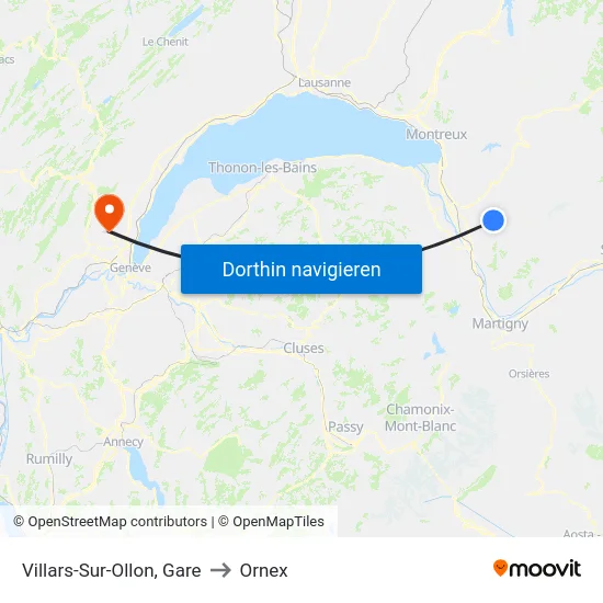 Villars-Sur-Ollon, Gare to Ornex map