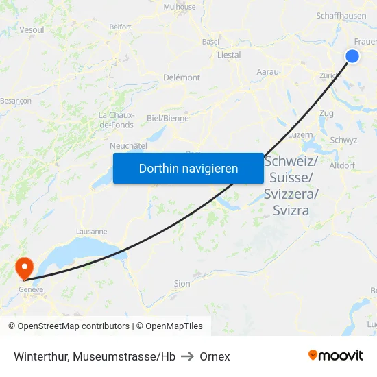 Winterthur, Museumstrasse/Hb to Ornex map
