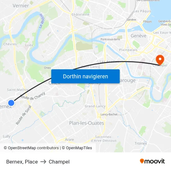 Bernex, Place to Champel map