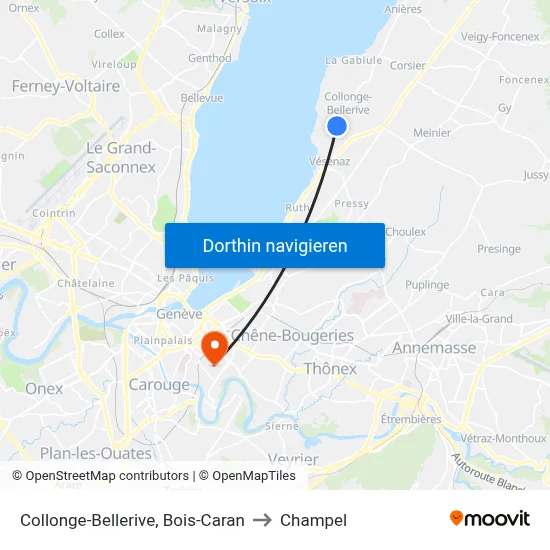 Collonge-Bellerive, Bois-Caran to Champel map