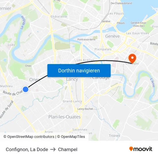 Confignon, La Dode to Champel map