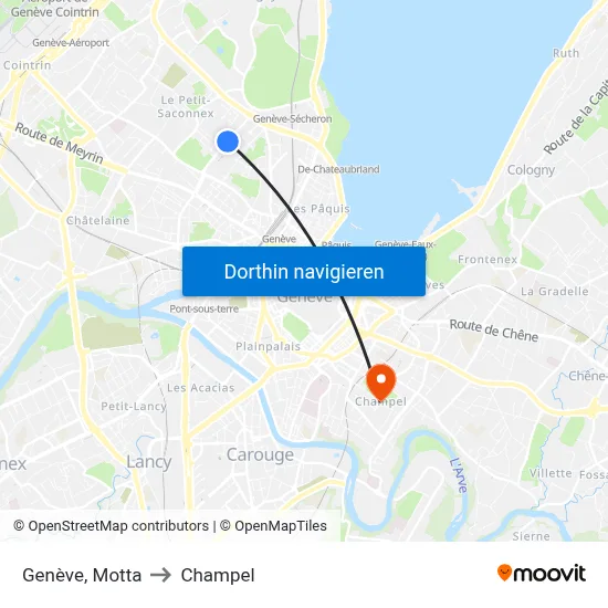Genève, Motta to Champel map