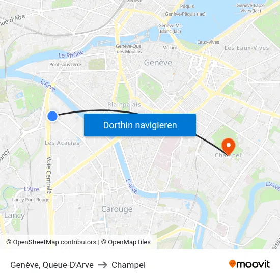 Genève, Queue-D'Arve to Champel map