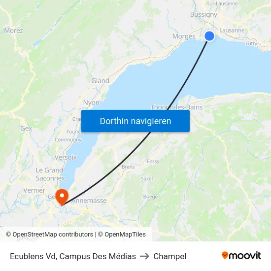 Ecublens Vd, Campus Des Médias to Champel map