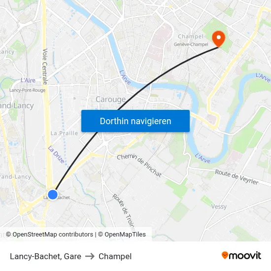 Lancy-Bachet, Gare to Champel map