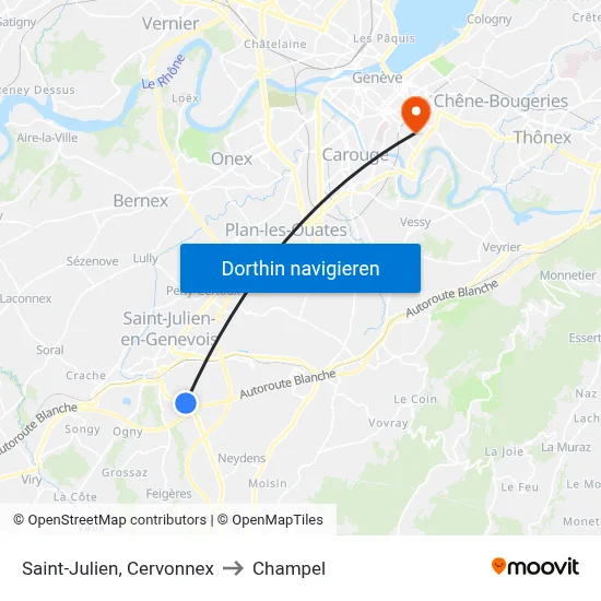 Saint-Julien, Cervonnex to Champel map