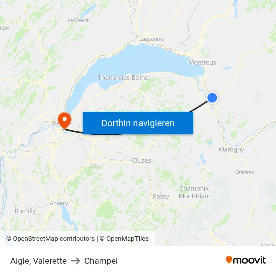 Aigle, Valerette to Champel map