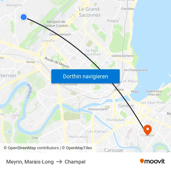 Meyrin, Marais-Long to Champel map